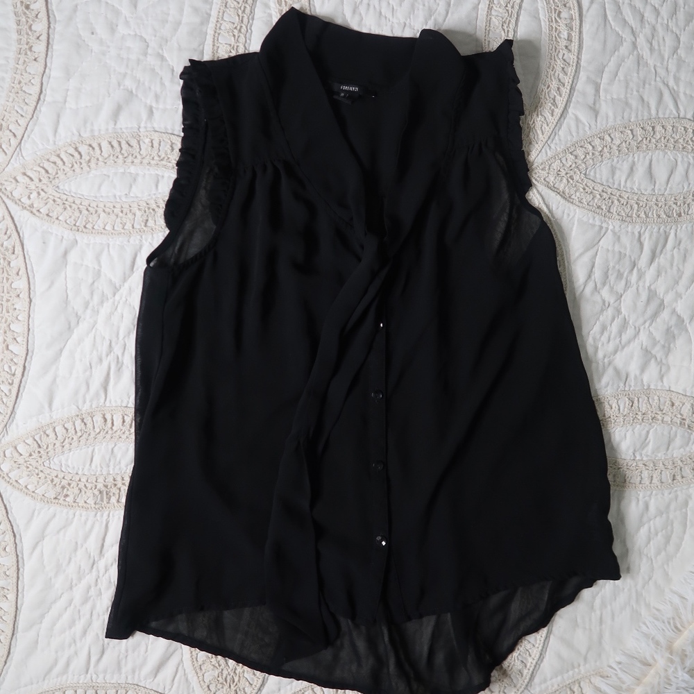 Black Chiffon Sleeveless Top